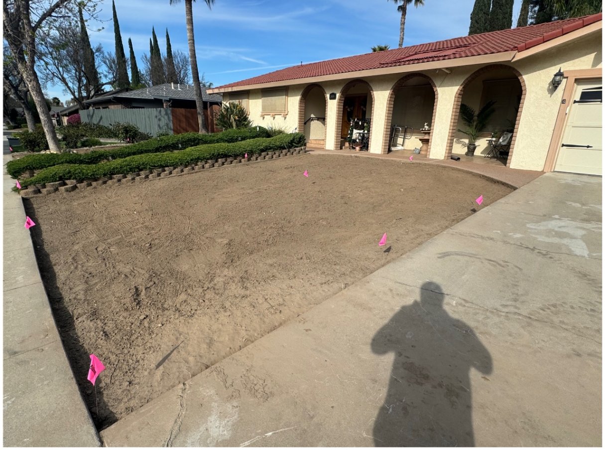 Lawn removal & grading — after