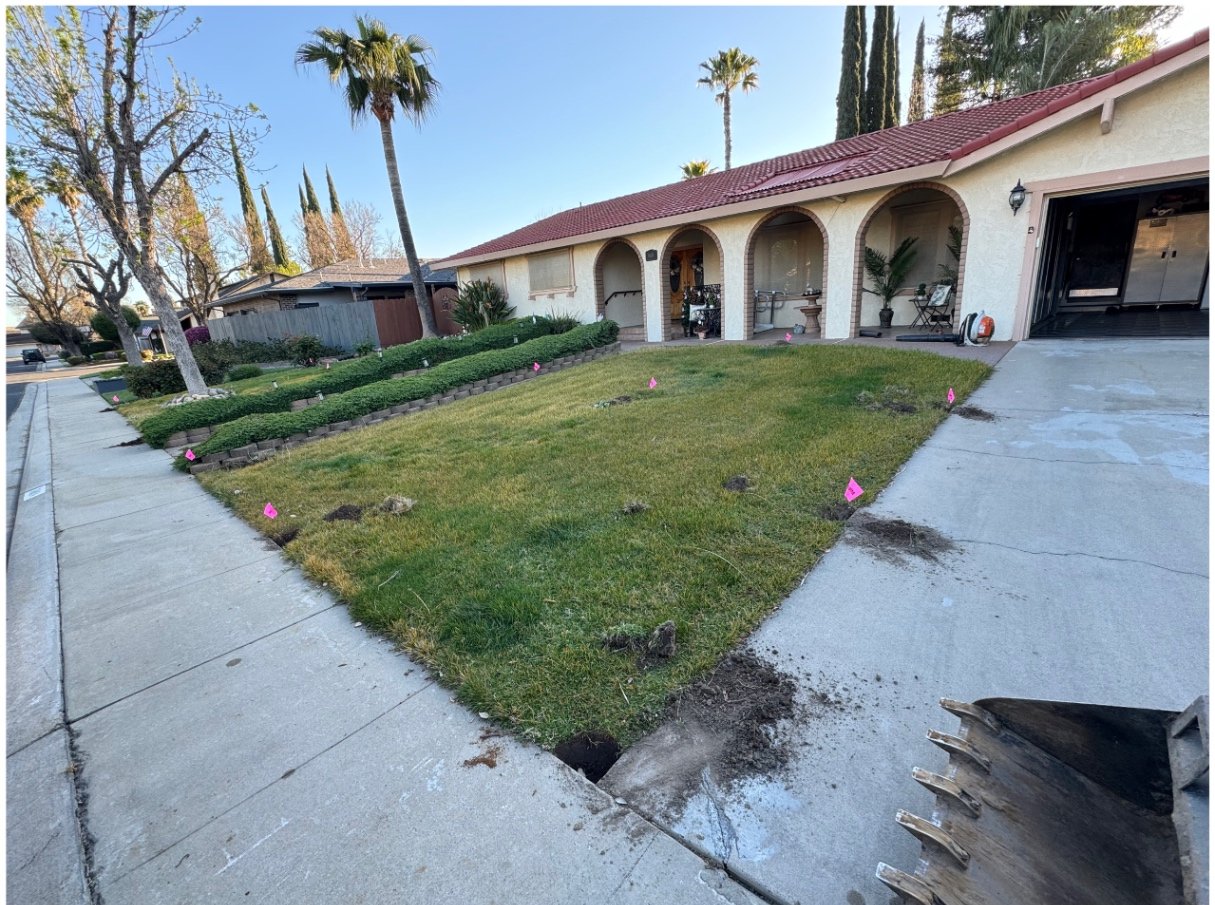 Lawn removal & grading — before